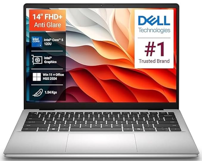 Dell 14, Intel 14th Generation Intel Core 5, 16 GB:DDR5 RAM, 512GB, FHD+ 14"/35.56cm 300 Nits Display, Backlit Keyboard + FPR, Win 11, Office H&S 2024, Platinum Silver, 1.54Kg Thin & Light Laptop